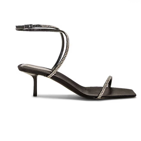 Saint Laurent Black Rhinestone Strappy Sandals - Picture 4 of 8